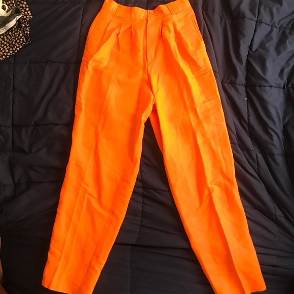 giorgio saint angelo high waist orange linen pants - Picture 2 of 3